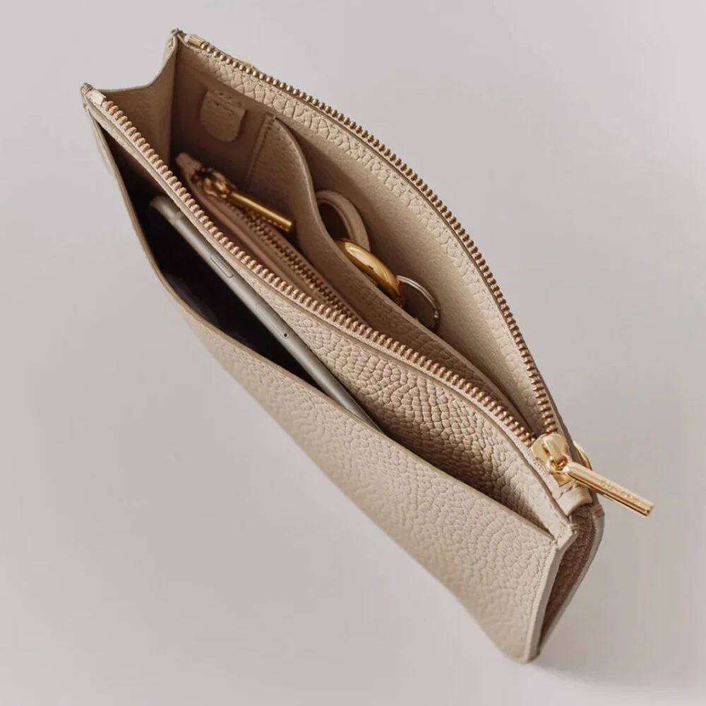 NWT Cuyana System Zipper Pouch in Cherry Pebbled Leather - Picture 4 of 13